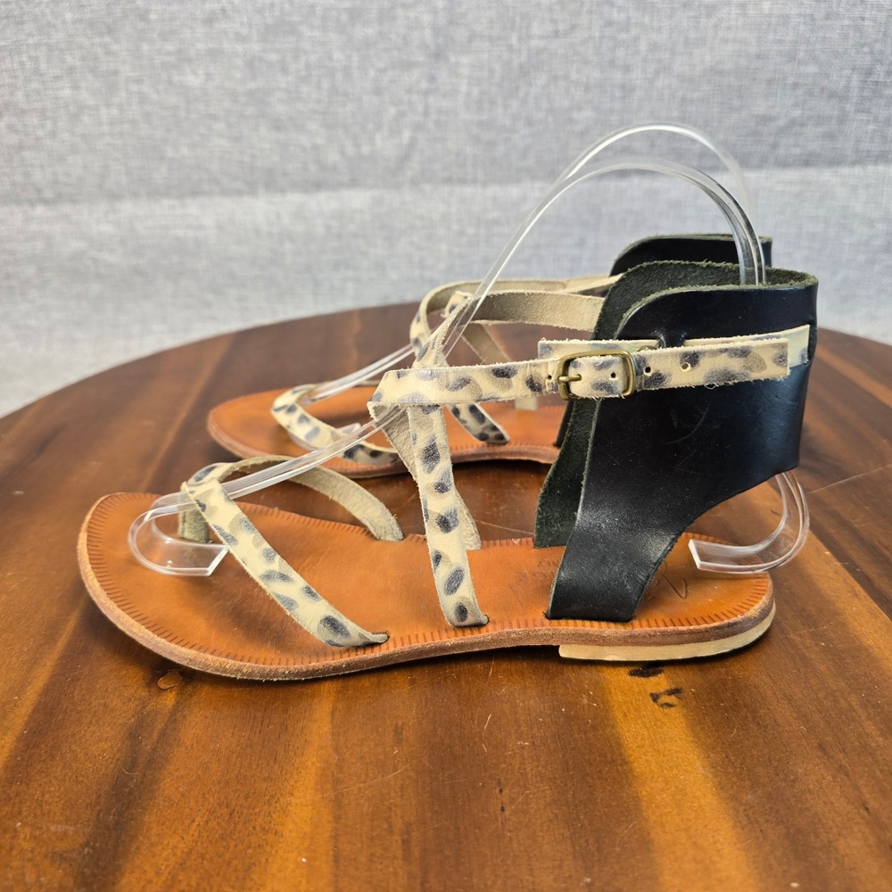 Joie A La Plage Womens Leopard Print Leather Gladiator Sandals Italy Size 35 - Picture 2 of 15